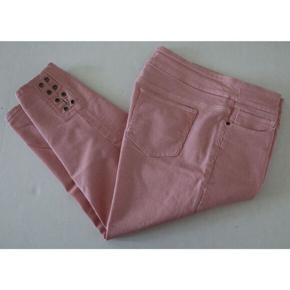 Westbound ST1PW860 Women's Sz 14 Red/White Striped Mid-Rise Stretch Capris - Picture 4 of 4